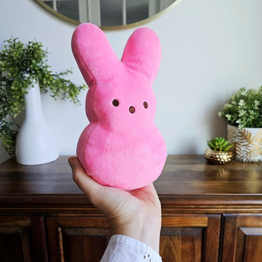 Peeps Pink Bunny Plush 9” Easter Bunny Stuffed Animal Just Born 2019